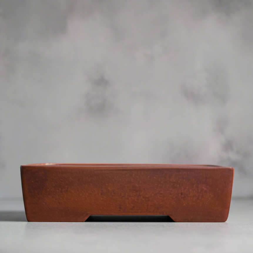 Yorkshire Bonsai Rectangle Bonsai Pot Brown Unglazed - 17cm