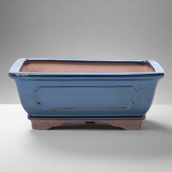 Yorkshire Bonsai Rectangular Glazed Bonsai Pot Blue - 18cm