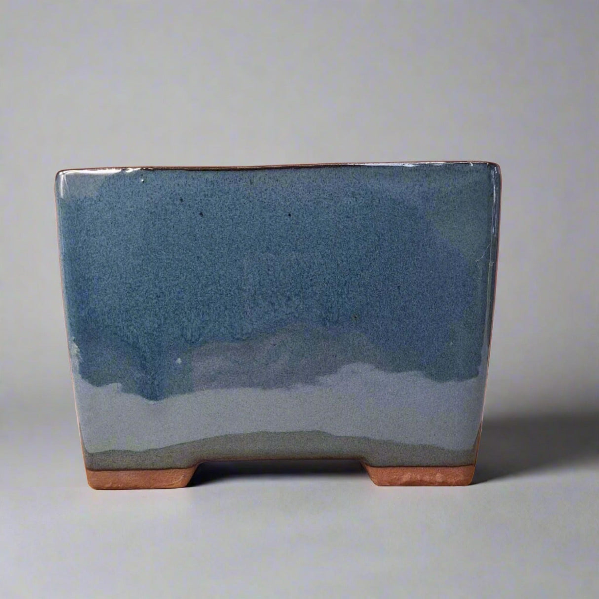Yorkshire Bonsai Blue Glazed Cascade Square Bonsai Pot - 18cm
