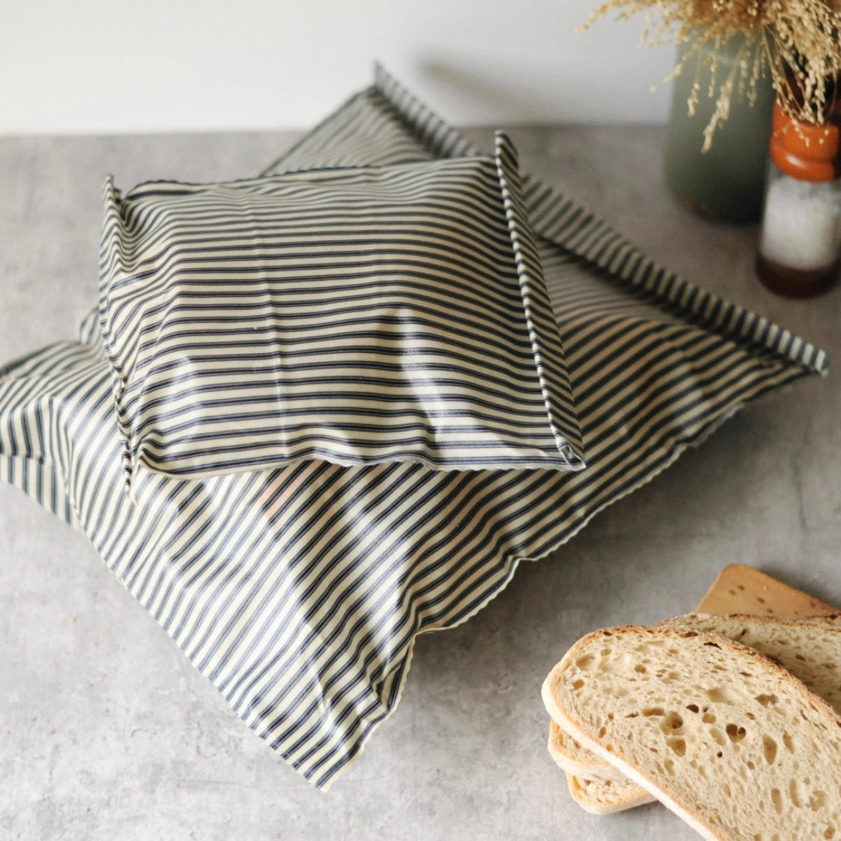 Lou-bees Navy Striped Bread Bag