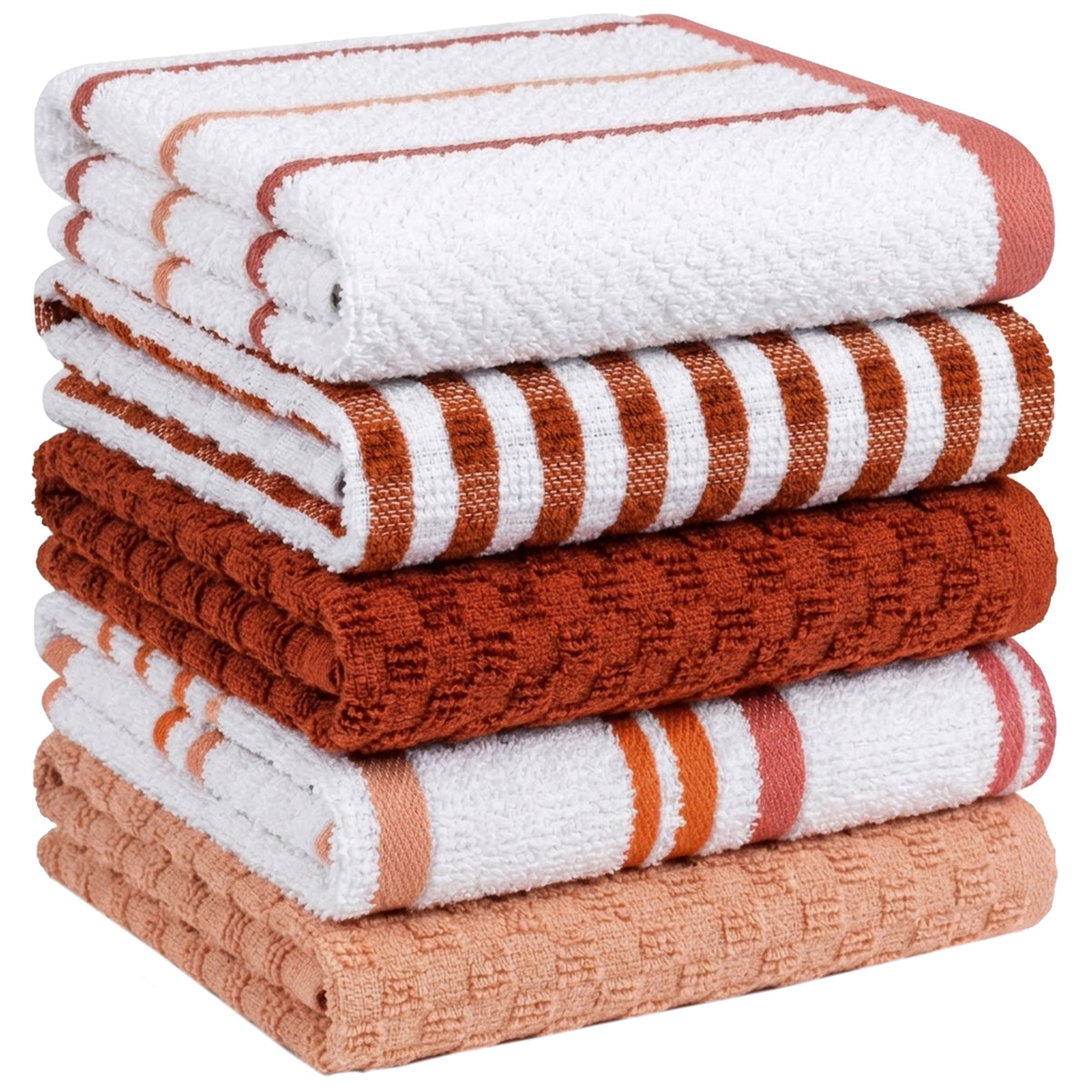 5 Pack Super Absorbent Check Quick Drying Cotton Terry Kitchen Tea Towels by OLIVIA ROCCO
