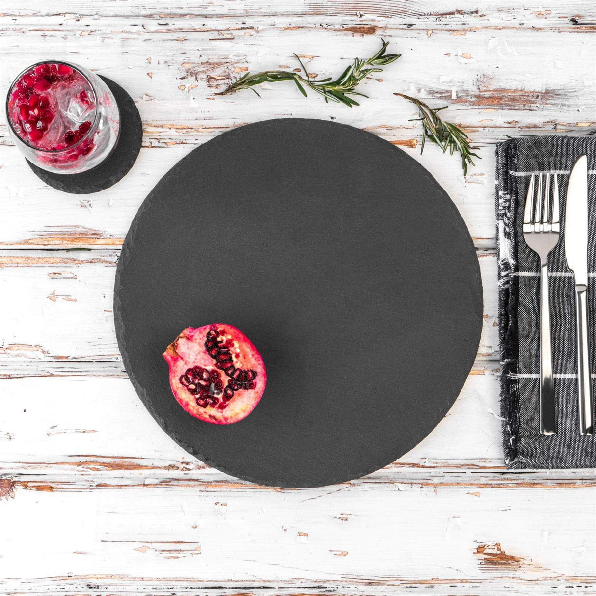 Rinkit Round Slate Coasters - Pack of Six