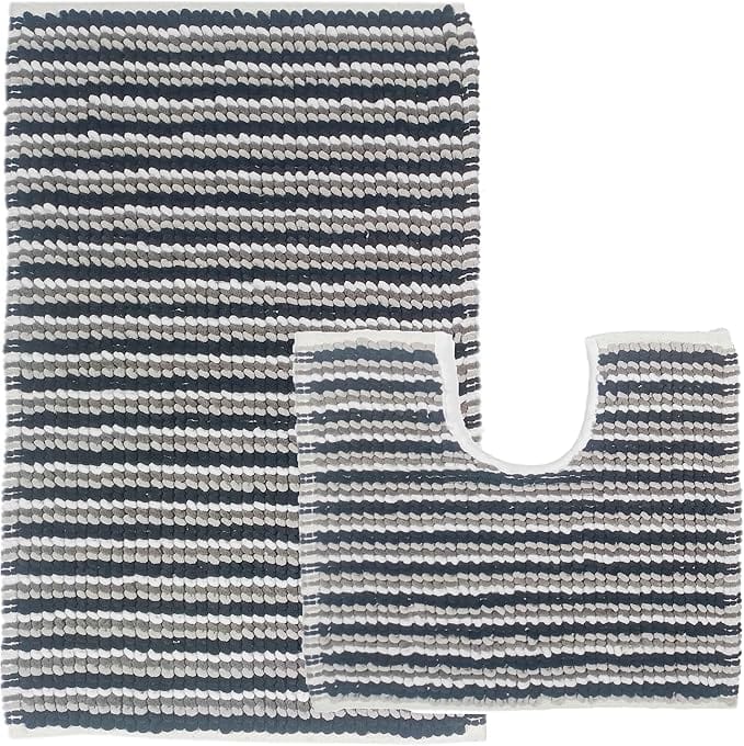 OLIVIA ROCCO 2 Piece Amalfi Super Soft Absorbent Bath Mat Set - 50x80 cm