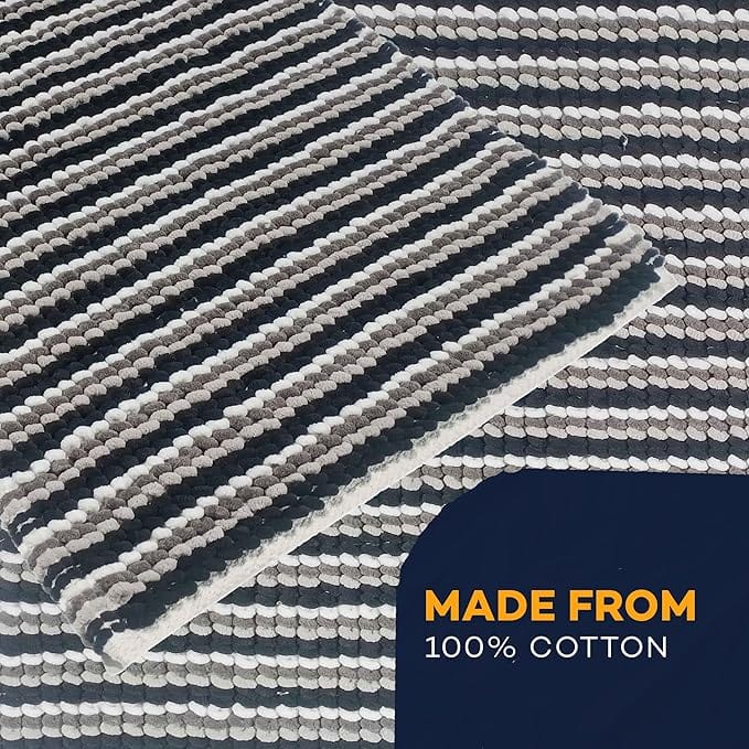 OLIVIA ROCCO 2 Piece Amalfi Super Soft Absorbent Bath Mat Set - 50x80 cm
