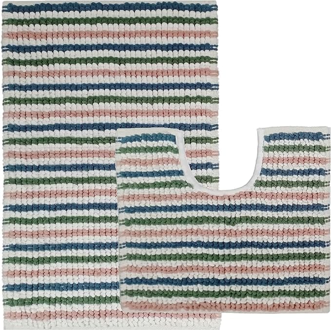 OLIVIA ROCCO 2 Piece Amalfi Super Soft Absorbent Bath Mat Set - 50x80 cm