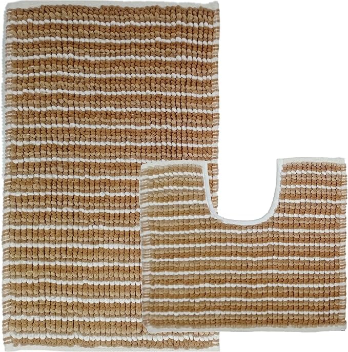 OLIVIA ROCCO 2 Piece Amalfi Super Soft Absorbent Bath Mat Set - 50x80 cm