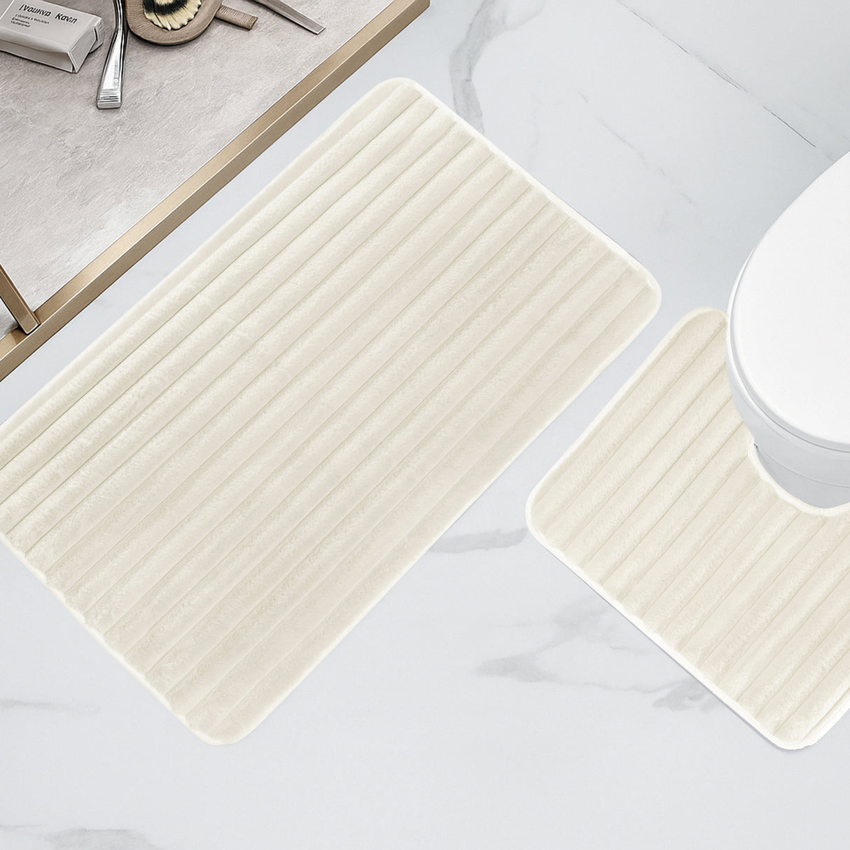 2 Piece Ribbed Bath Mat Set by OLIVIA ROCCO
