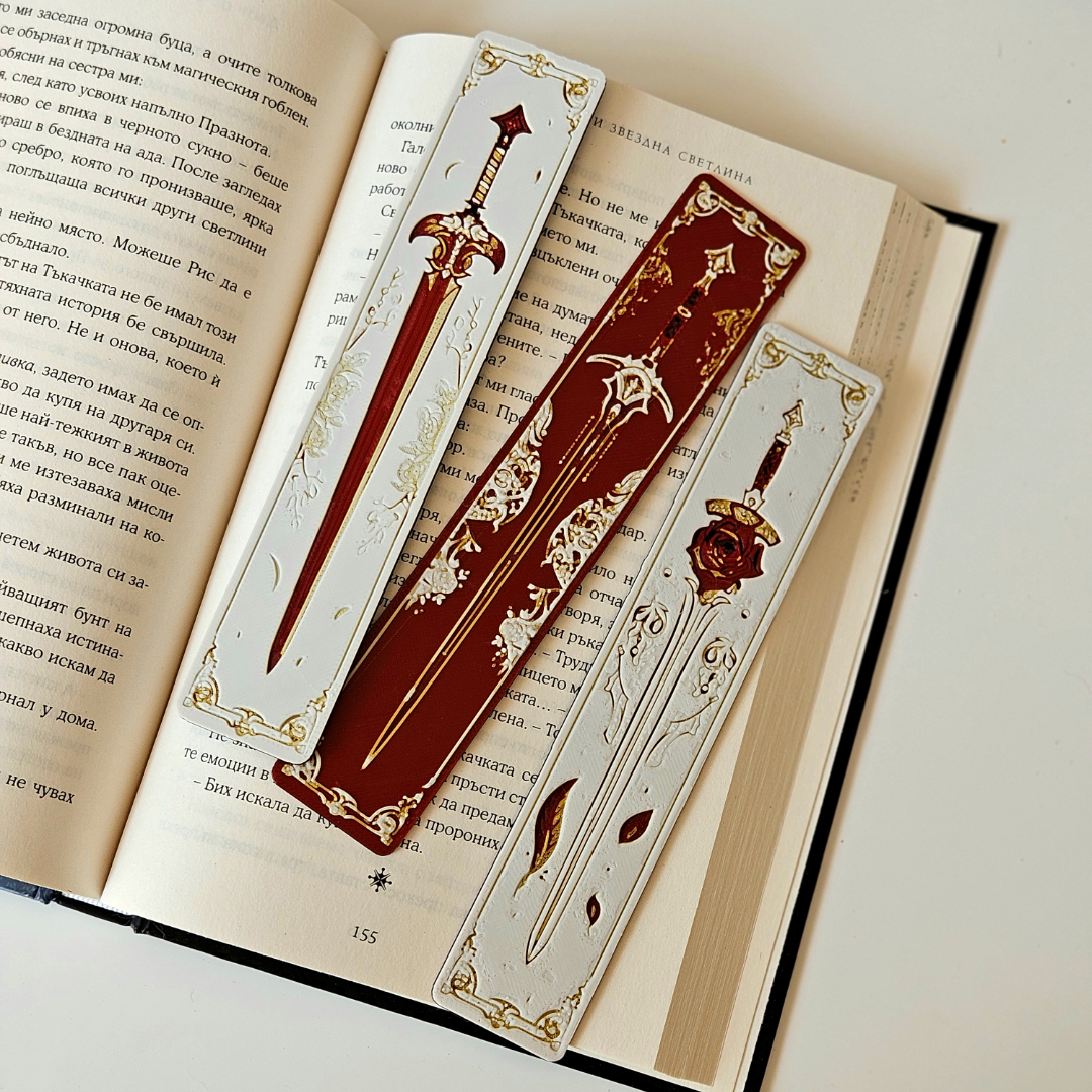Filamora Studios Sword Floral Bookmark Set