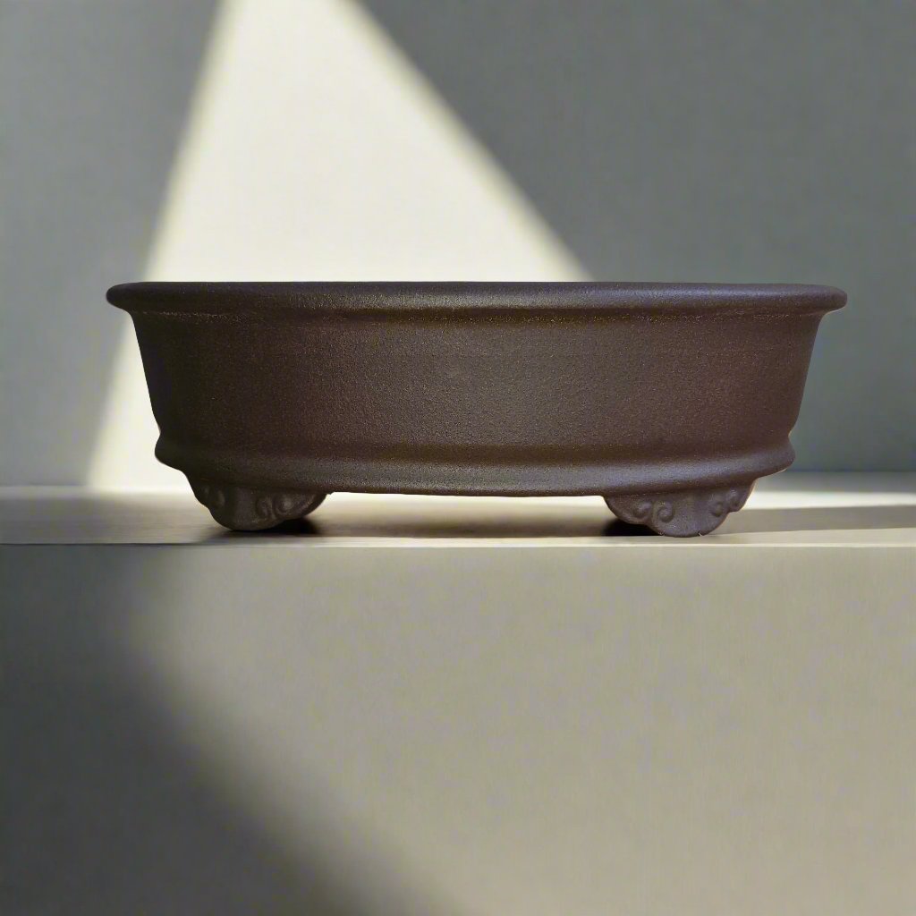 Yorkshire Bonsai Unglazed Oval Bonsai Pot Brown Ceramic - 31cm