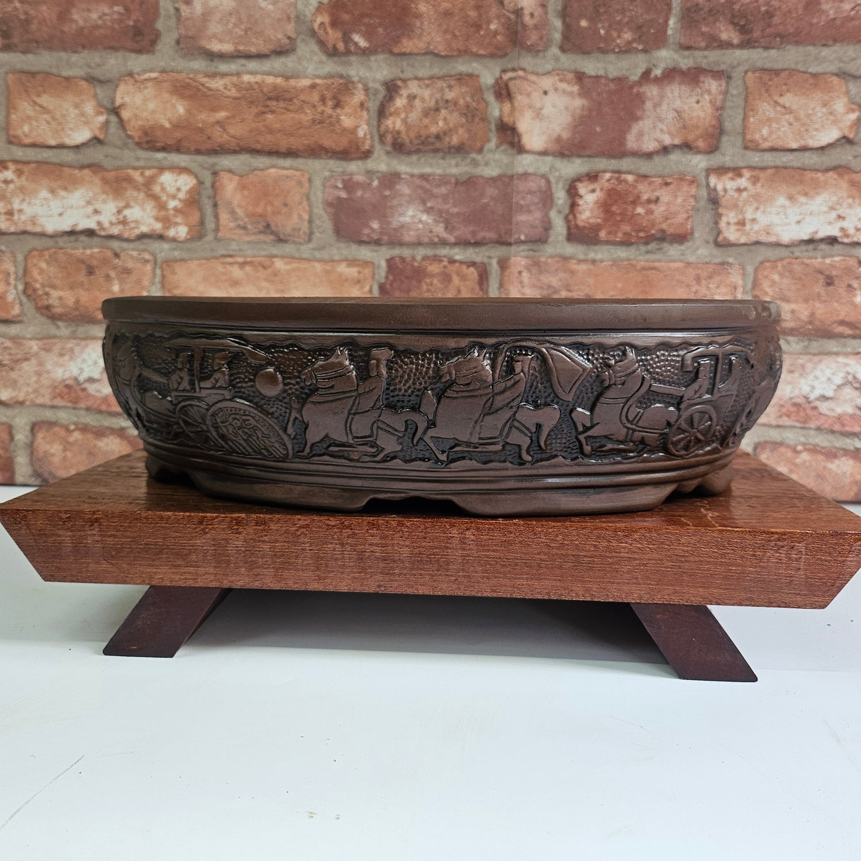 Yorkshire Bonsai Premium Unglazed Oval Bonsai Pot 32cm Brown