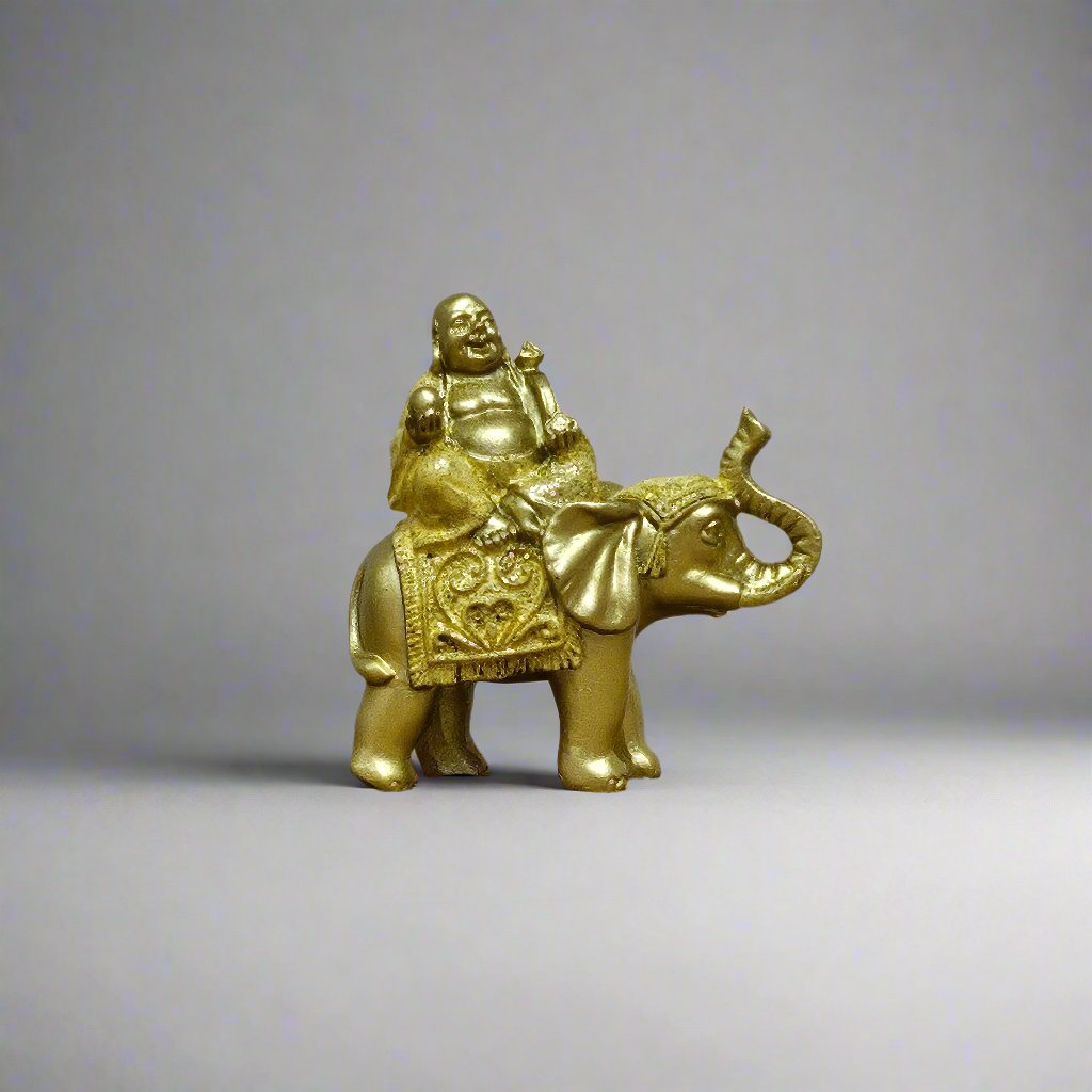 Yorkshire Bonsai Lucky Buddha on Elephant Resin Figurine Decor