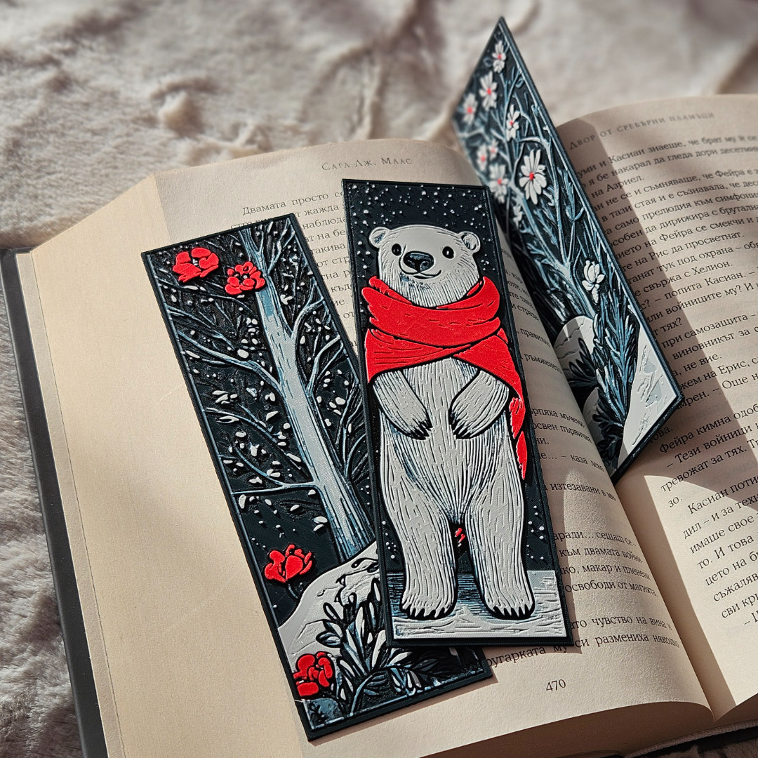 Filamora Studios Winter Bookmark Set – Polar Bear, Snowy Trees & Holiday Magic