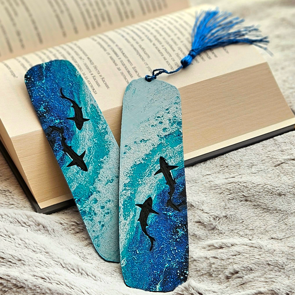 Filamora Studios Deep Blue Shark Bookmark Set