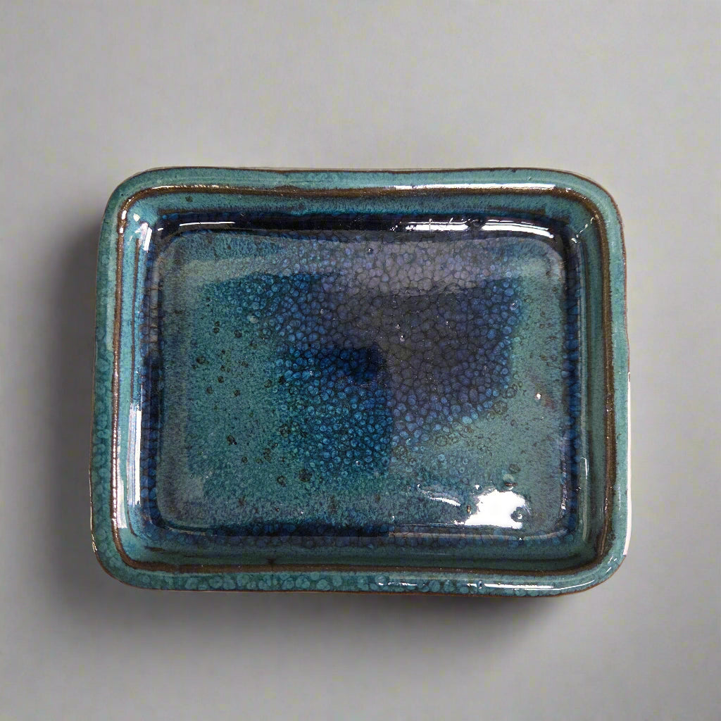 Yorkshire Bonsai Light Blue Glazed Rectangular Drip Tray - 12cm