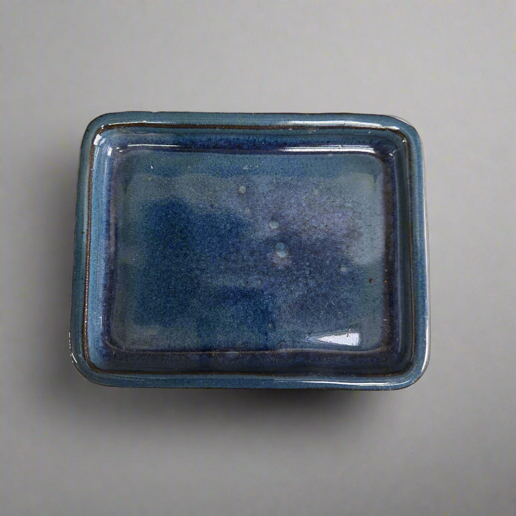 Yorkshire Bonsai Blue Glazed Rectangle Drip Humidity Tray - 12cm