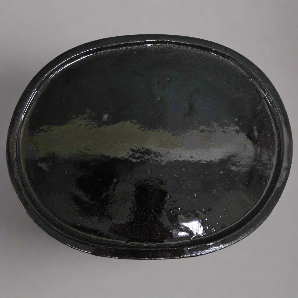 Yorkshire Bonsai Black Glazed Oval Drip Tray Bonsai Base - 36cm