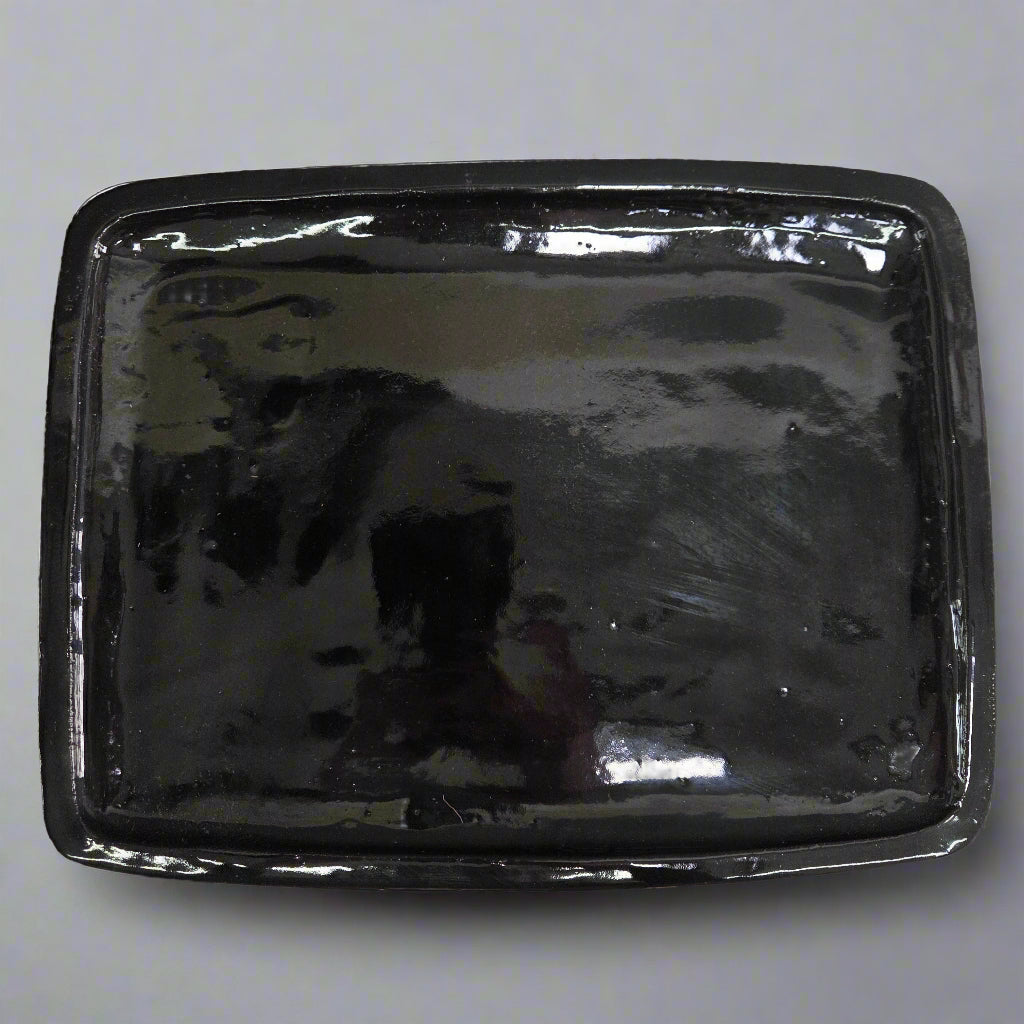 Yorkshire Bonsai Glazed Bonsai Drip Tray Rectangle Black - 36cm