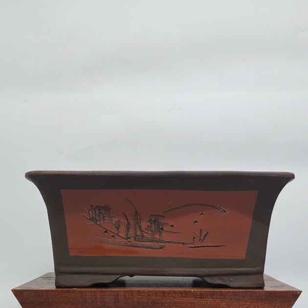 Yorkshire Bonsai Brown Rectangular Unglazed Bonsai Pot - 31cm