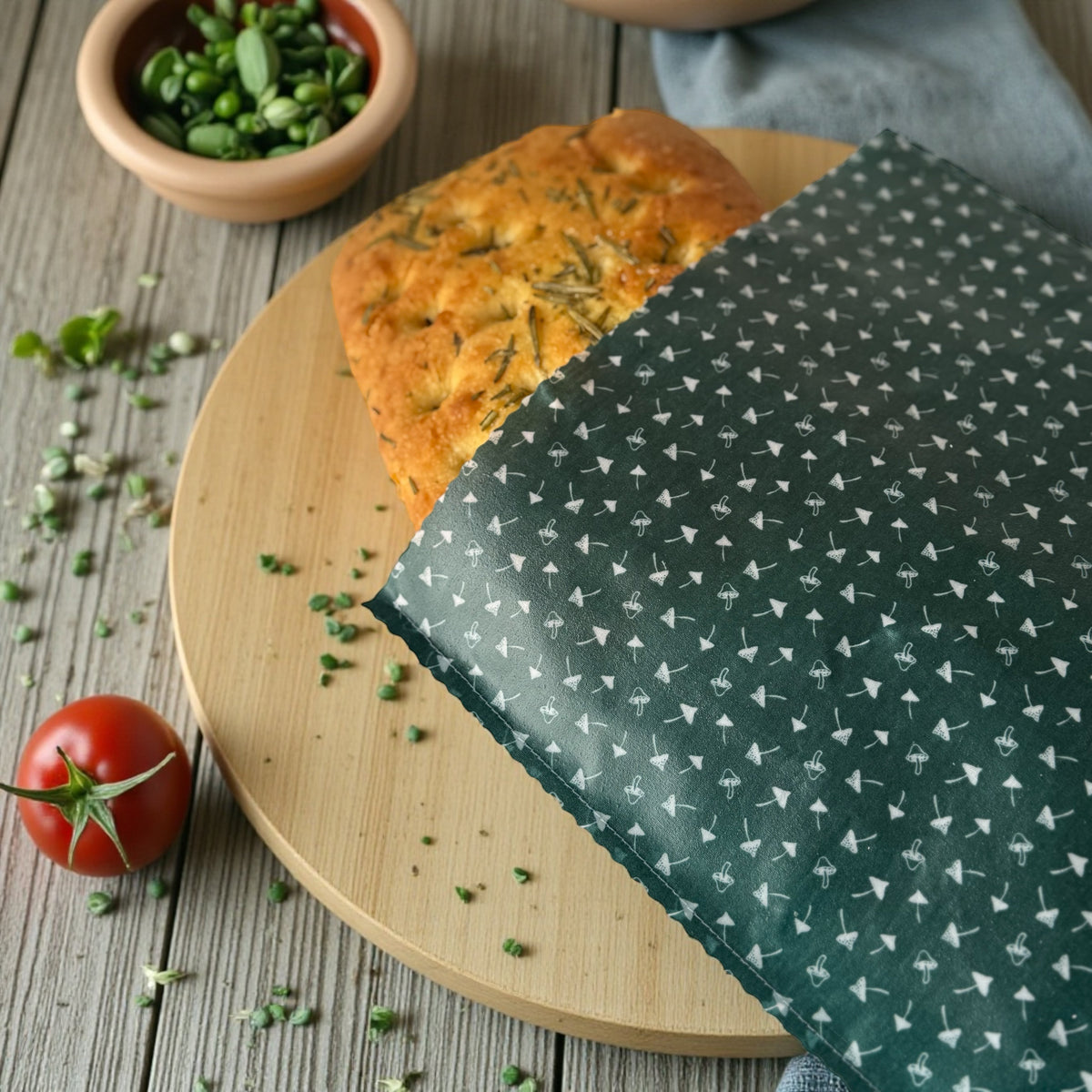Lou-bees Toadstool Beeswax Food Storage Green Bags