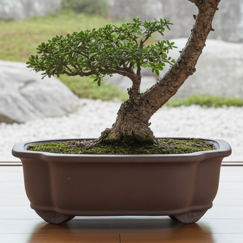 Yorkshire Bonsai Unglazed Floral Bonsai Pot Brown - 20cm