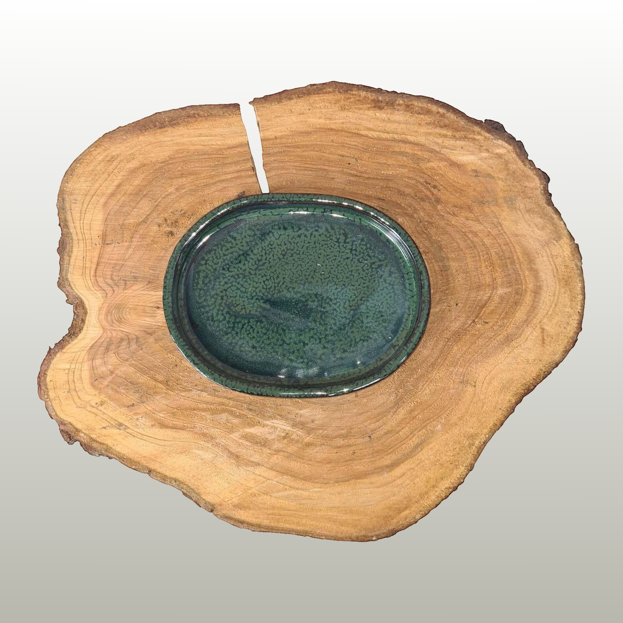 Yorkshire Bonsai Oval Dark Green Glazed Drip Tray - 20cm