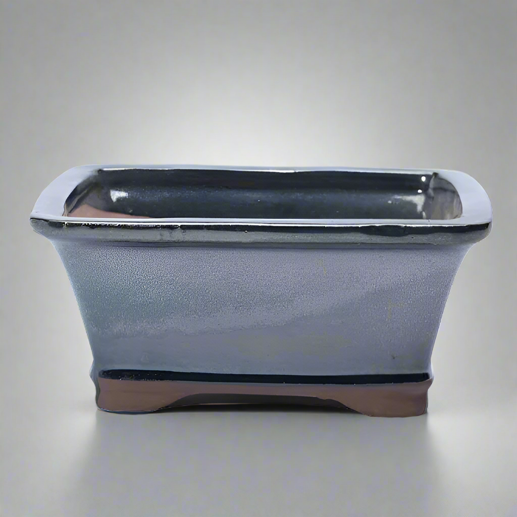 Yorkshire Bonsai Rectangular Glazed Bonsai Pot Silver - 20cm
