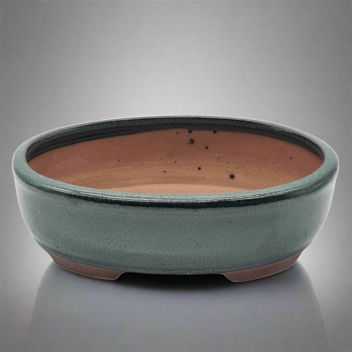 Yorkshire Bonsai Oval Glazed Bonsai Pot Green - 20cm