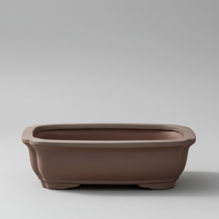 Yorkshire Bonsai Unglazed Brown Rectangle Bonsai Pot - 21cm