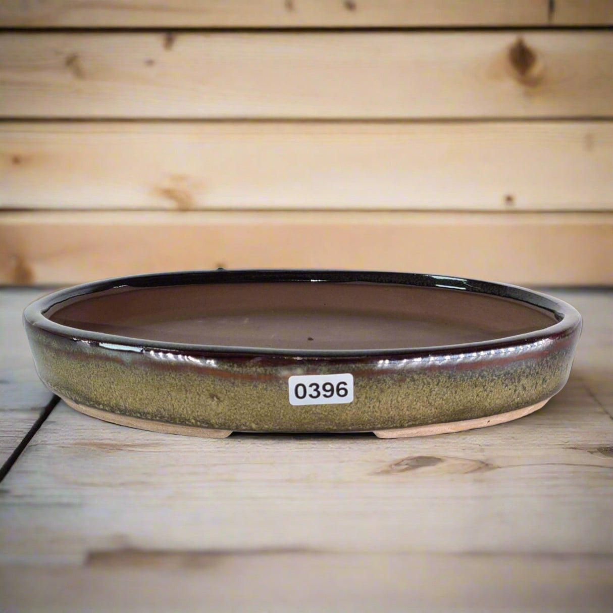 Yorkshire Bonsai Glazed Oval Green Bonsai Pot - 21cm