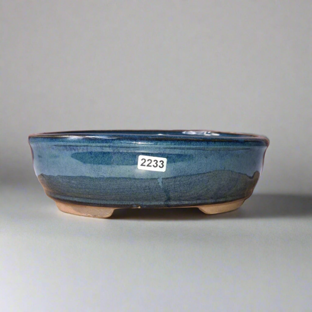 Yorkshire Bonsai Blue Glazed Oval Bonsai Pot - 21cm