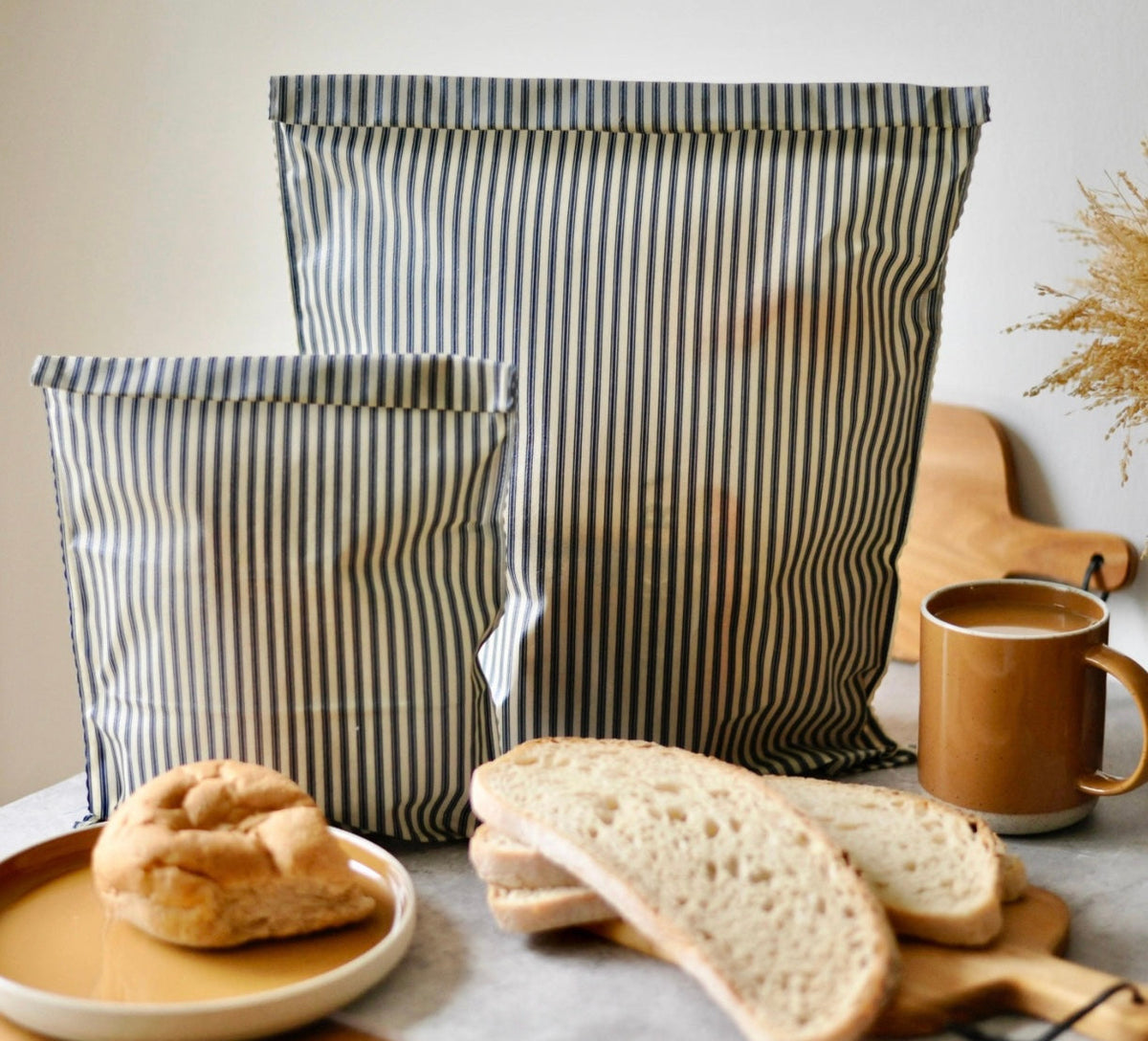 Lou-bees Navy Striped Bread Bag