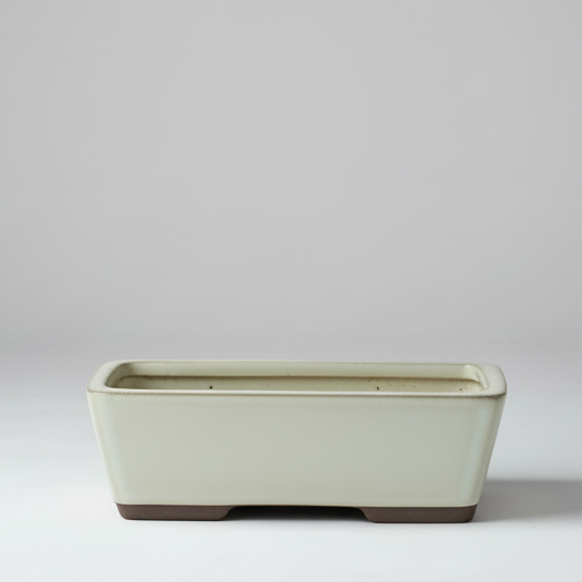 Yorkshire Bonsai Rectangular Glazed Bonsai Pot White - 22cm