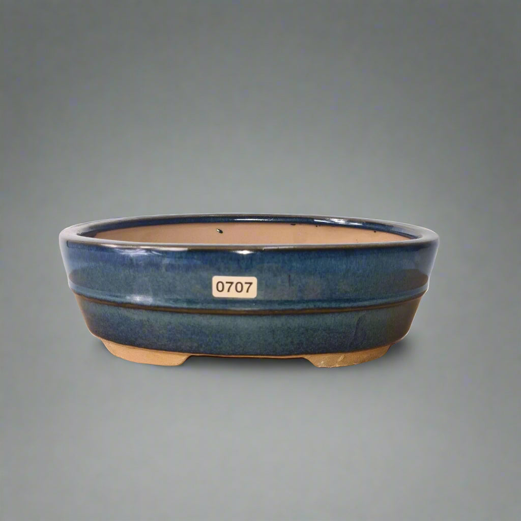 Yorkshire Bonsai Blue Oval Glazed Bonsai Pot - 22cm
