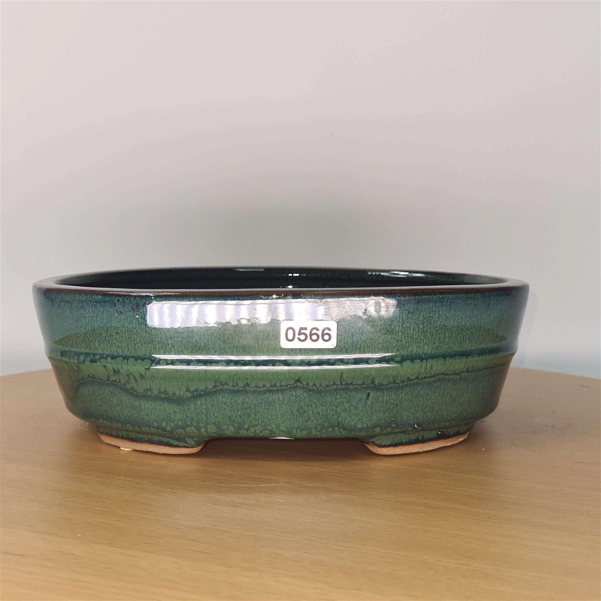 Yorkshire Bonsai Green Glazed Oval Bonsai Pot - 22cm