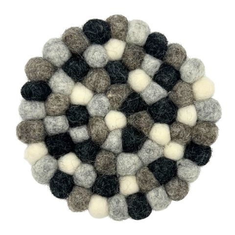 HatiNest Round Felt Ball Coasters Multi Grey - Set of 4