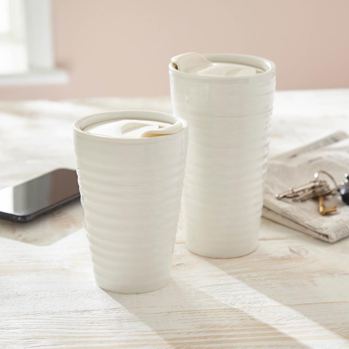 Portmeirion Sophie Conran Ceramic Travel Mug, White