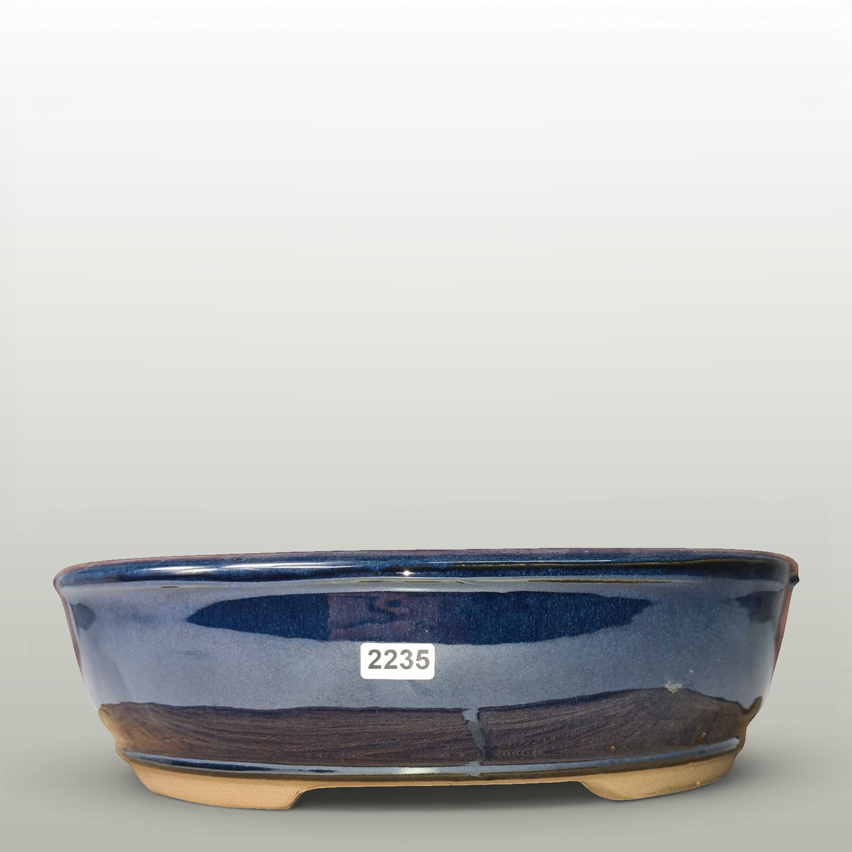 Yorkshire Bonsai Blue Glazed Oval Bonsai Pot - 27cm