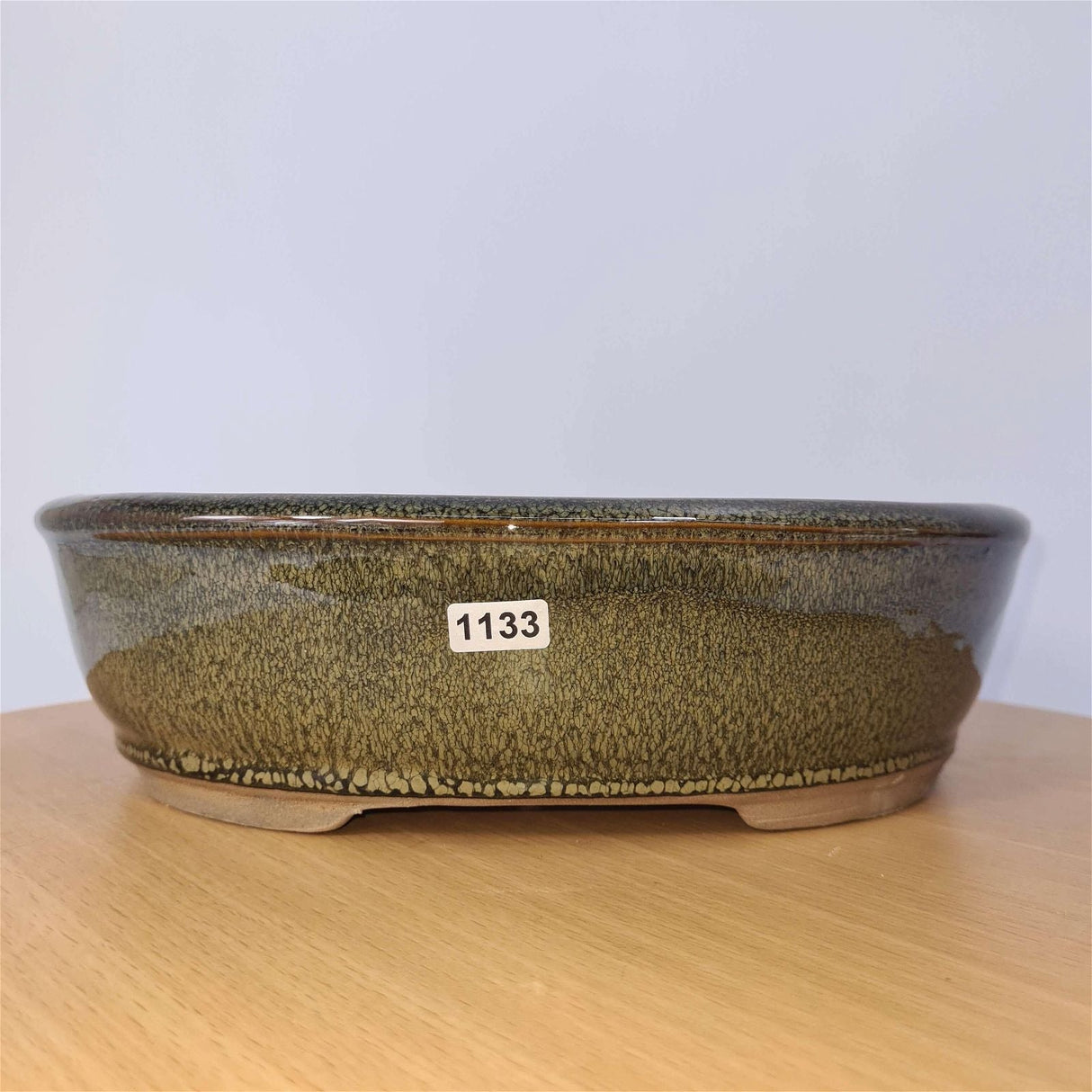Yorkshire Bonsai Green Glazed Bonsai Pot Oval - 27cm