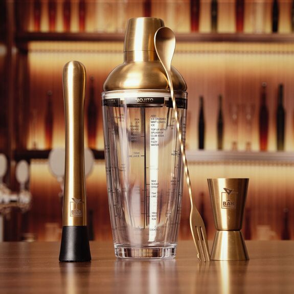 Jeray Bar Originale Brass 5 Piece Cocktail Shaker Set