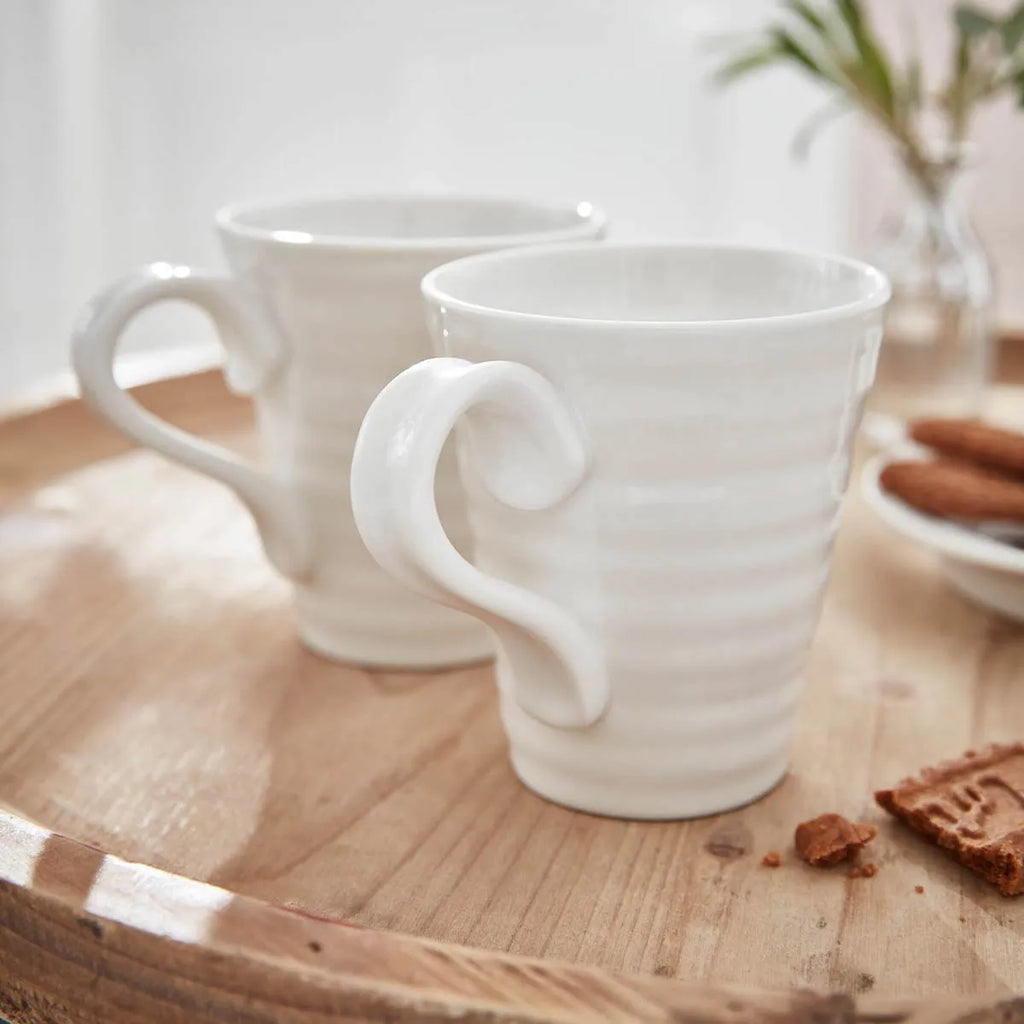 Portmeirion Sophie Conran Porcelain Mugs, Set of 2, White