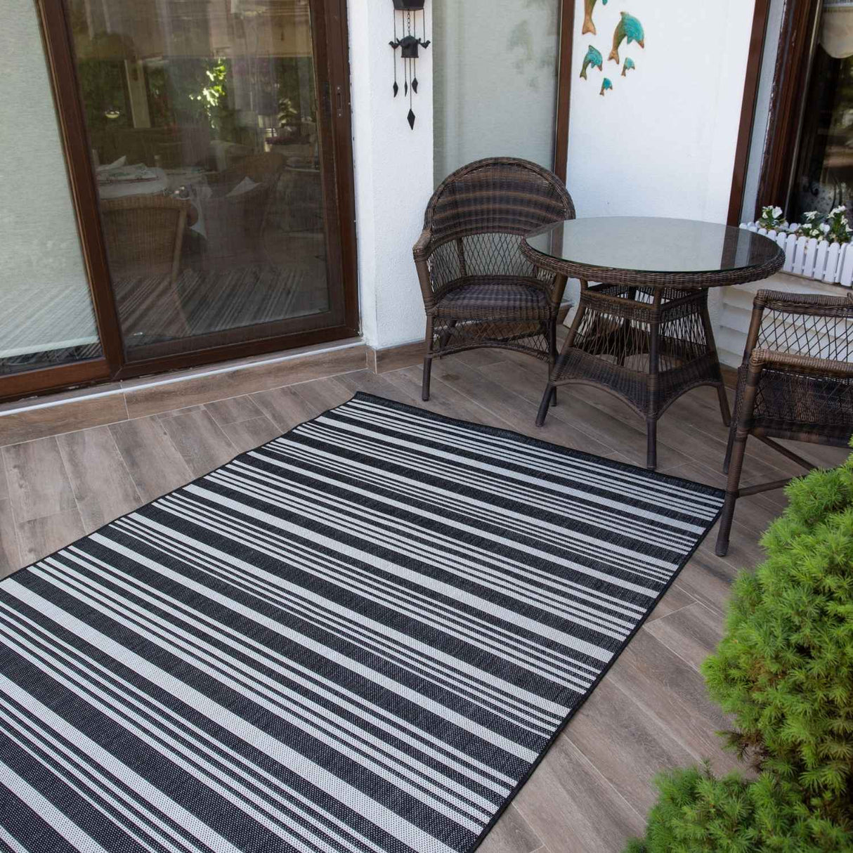 Ecology Outdoor Rug Black 300BL by The Rugs