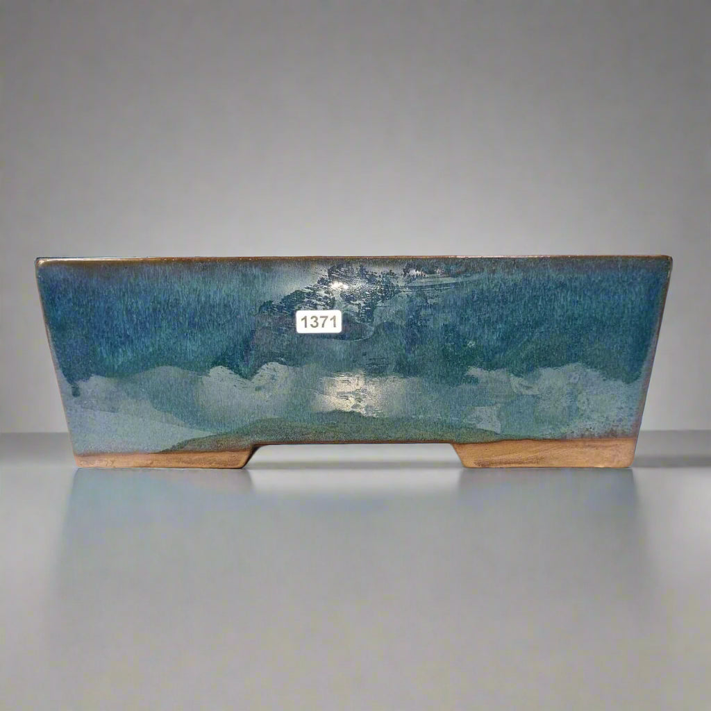Yorkshire Bonsai Blue Glazed Rectangle Bonsai Pot - 27cm