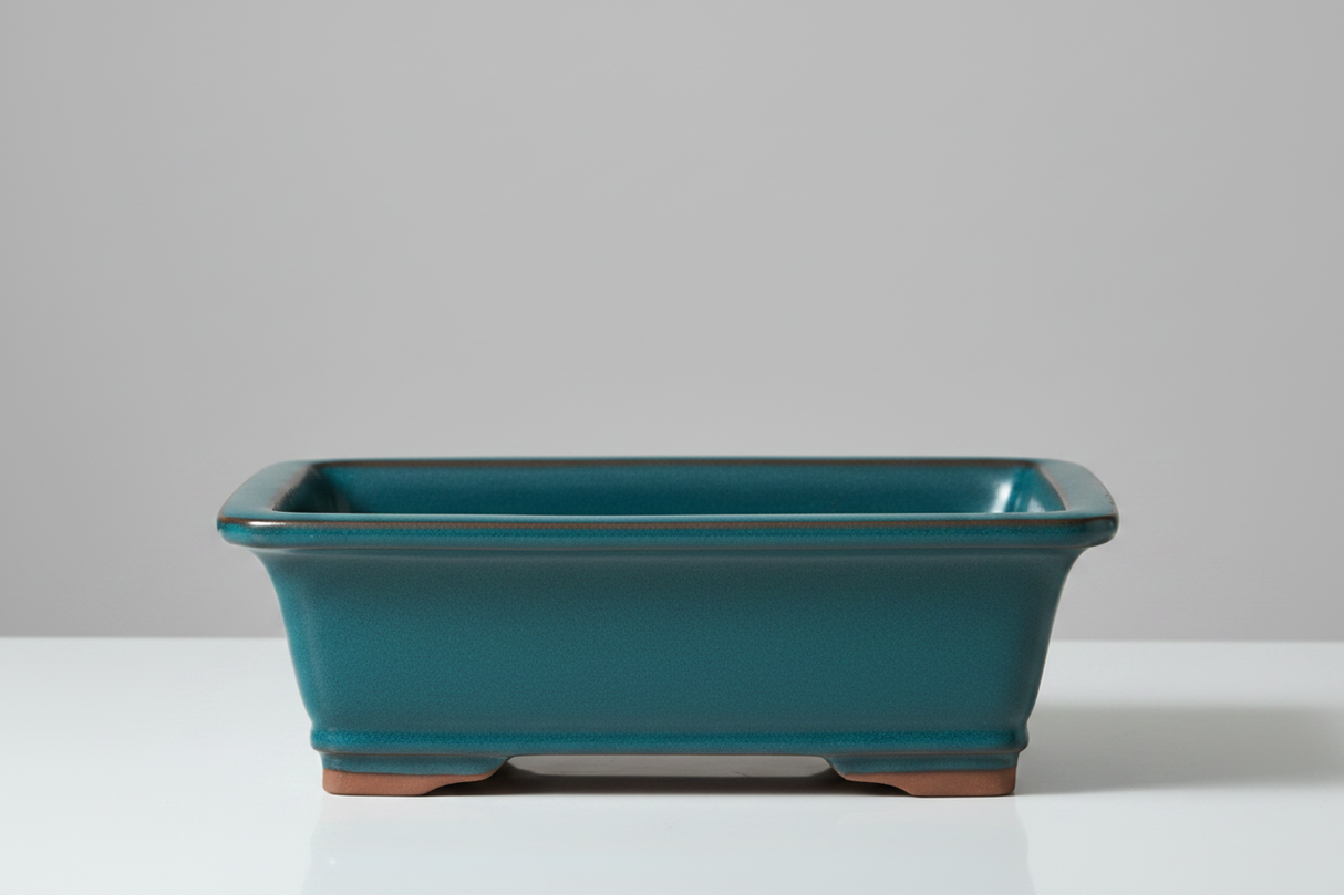 Yorkshire Bonsai Glazed Rectangle Bonsai Pot Blue - 31cm