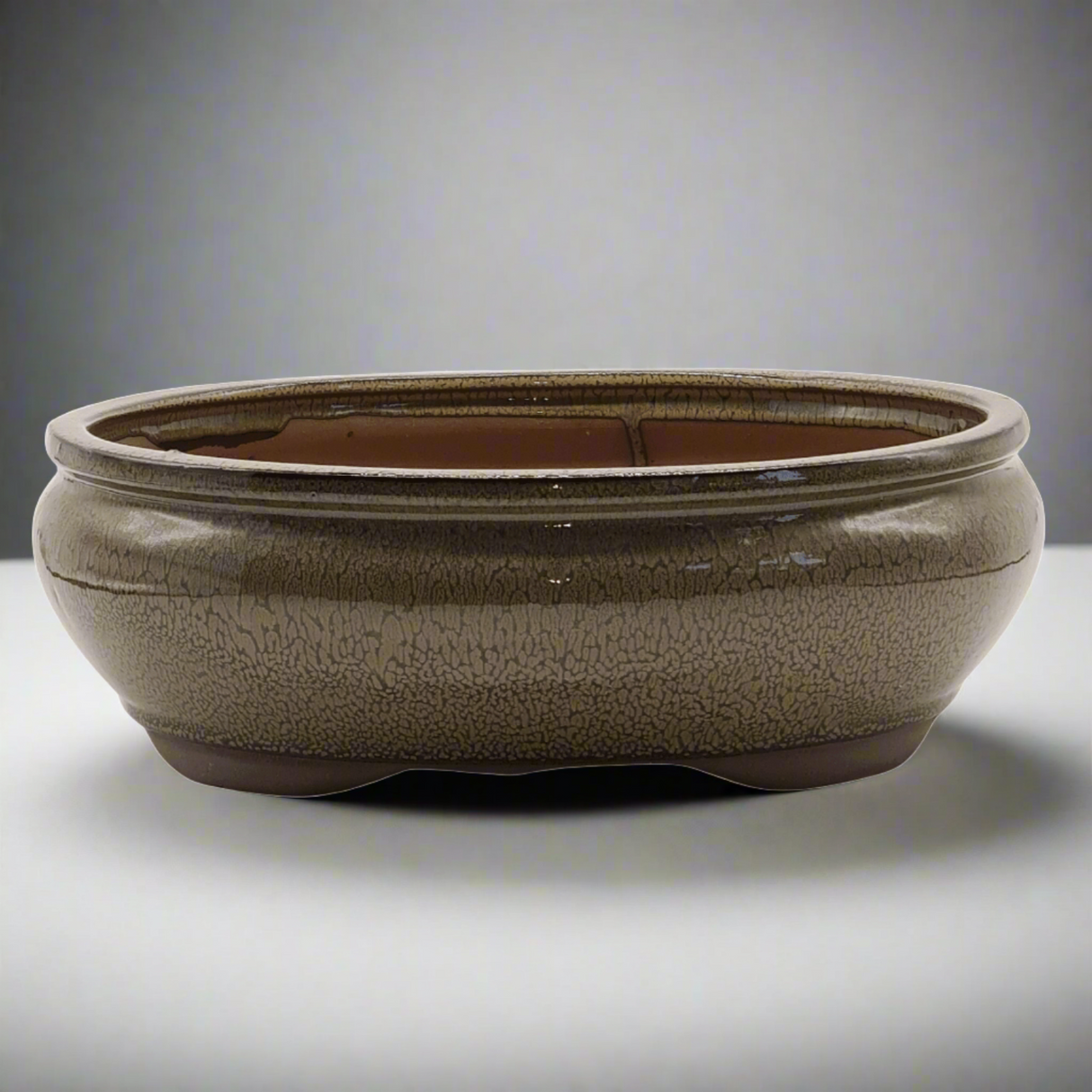 Yorkshire Bonsai Green Glazed Oval Bonsai Pot Large Planter - 31cm