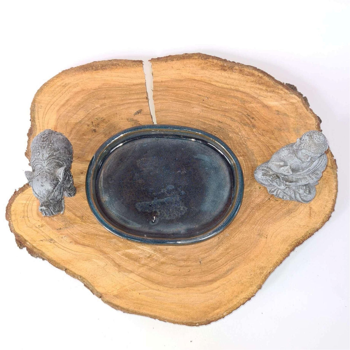 Yorkshire Bonsai Blue Oval Glazed Drip Tray - 31cm