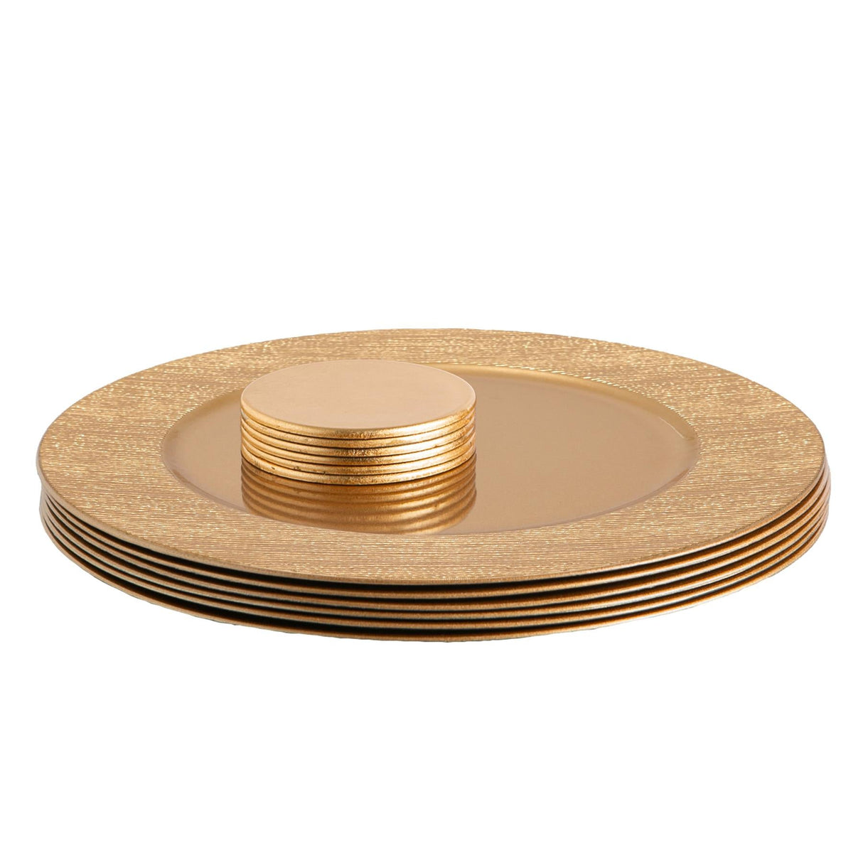 Rinkit Round Ribbed Charger Plates Set 33cm - 12pc