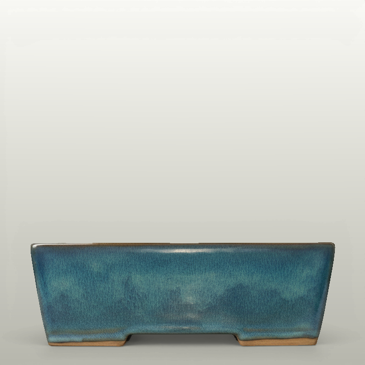 Yorkshire Bonsai Blue Glazed Rectangular Bonsai Pot - 32cm