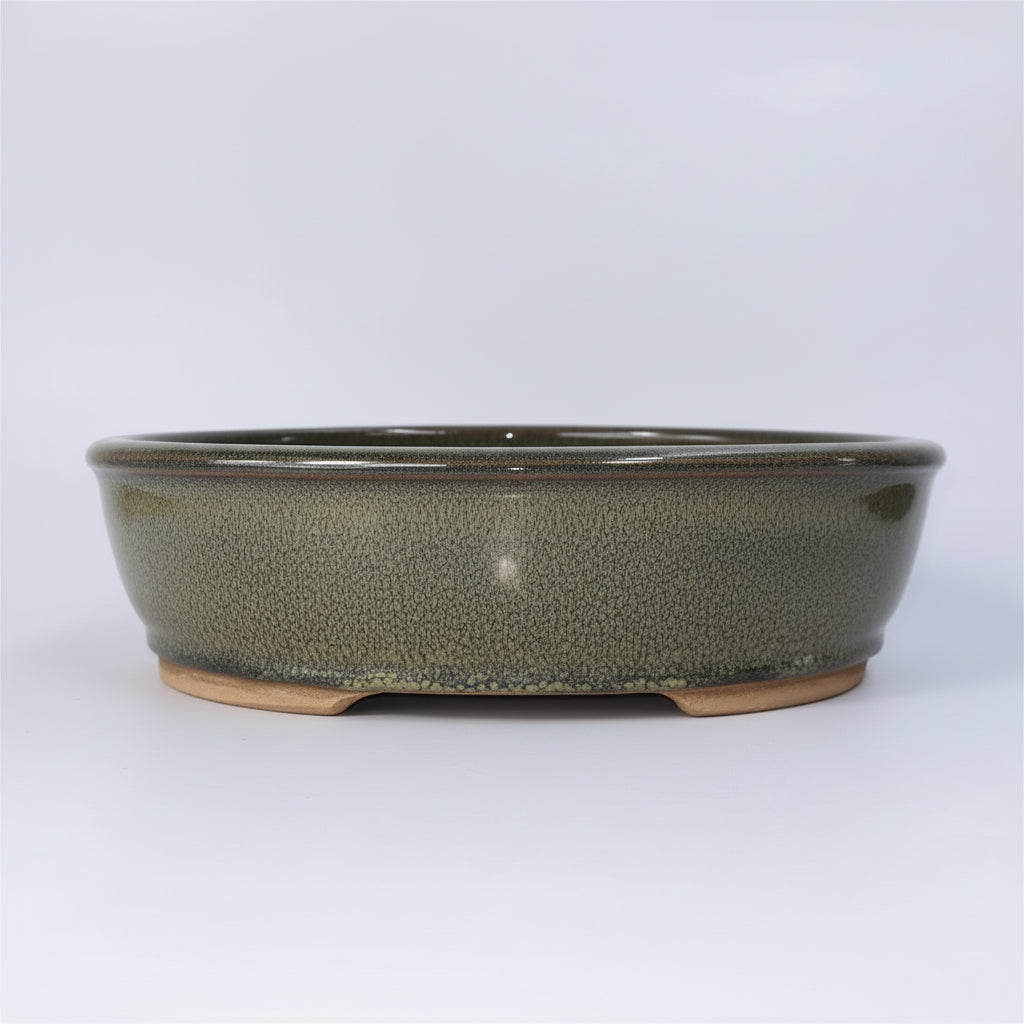 Yorkshire Bonsai Green Glazed Oval Bonsai Pot - 32cm