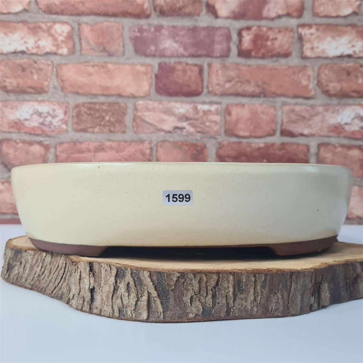 Yorkshire Bonsai White Glazed Oval Bonsai Pot - 32cm