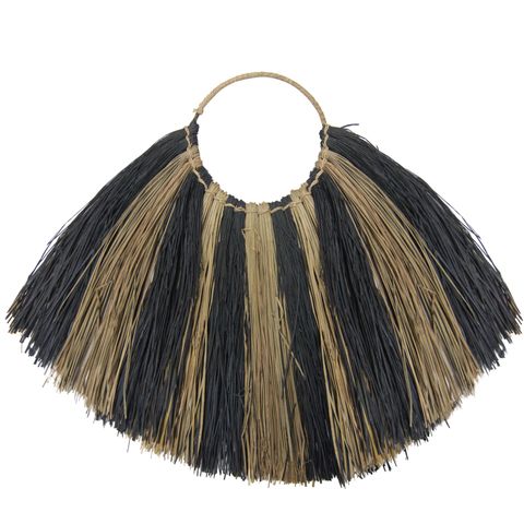 HatiNest Large Seagrass Fan Wall Decor - Zebra